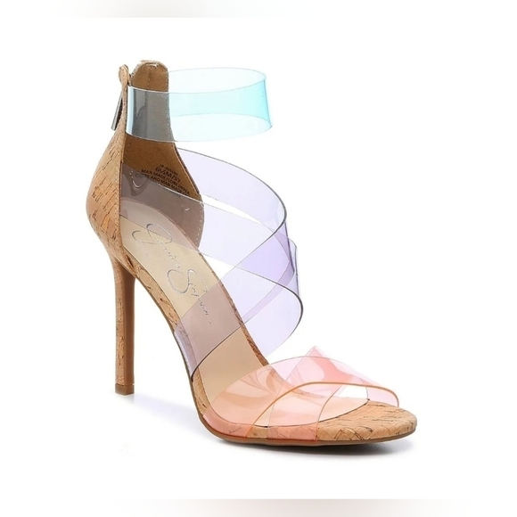 Jessica Simpson cork clear  Women's heels Sandal Size 6M - Picture 1 of 14